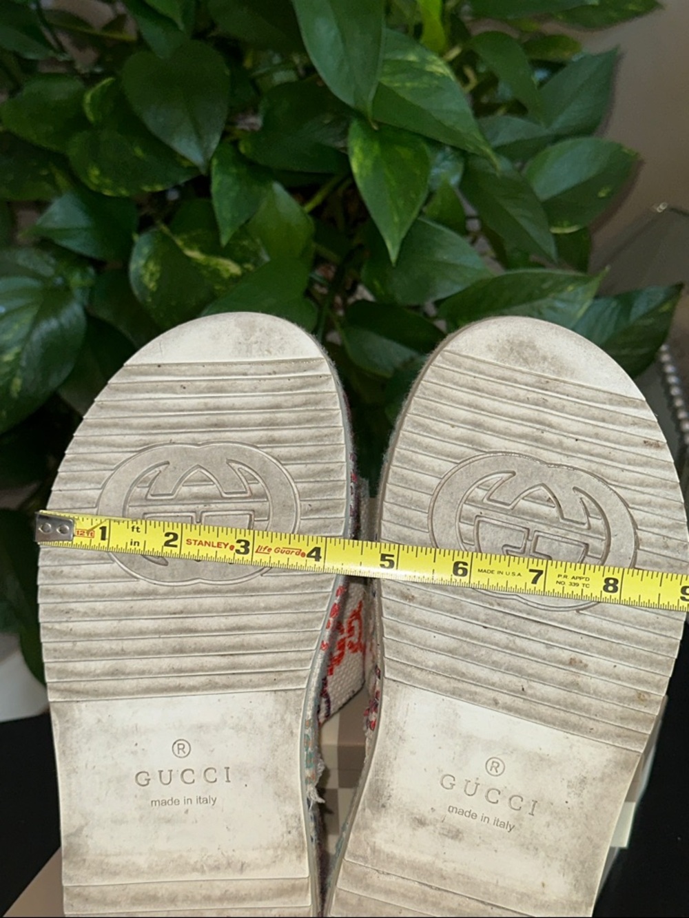 Gucci Multicolor GG Canvas Platform Slides - Ivory Base size 9 used condition 🩵 - Picture 13 of 16